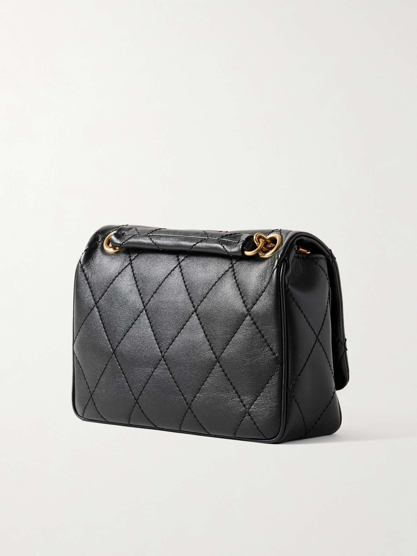 Embellished quilted leather shoulder bag Black - 3
