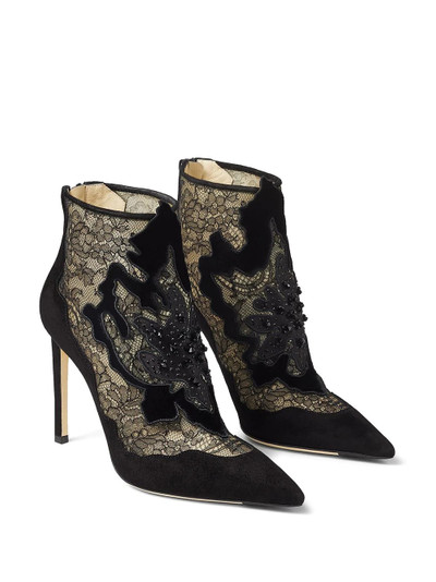 JIMMY CHOO Lorre 100mm lace pointed boots outlook