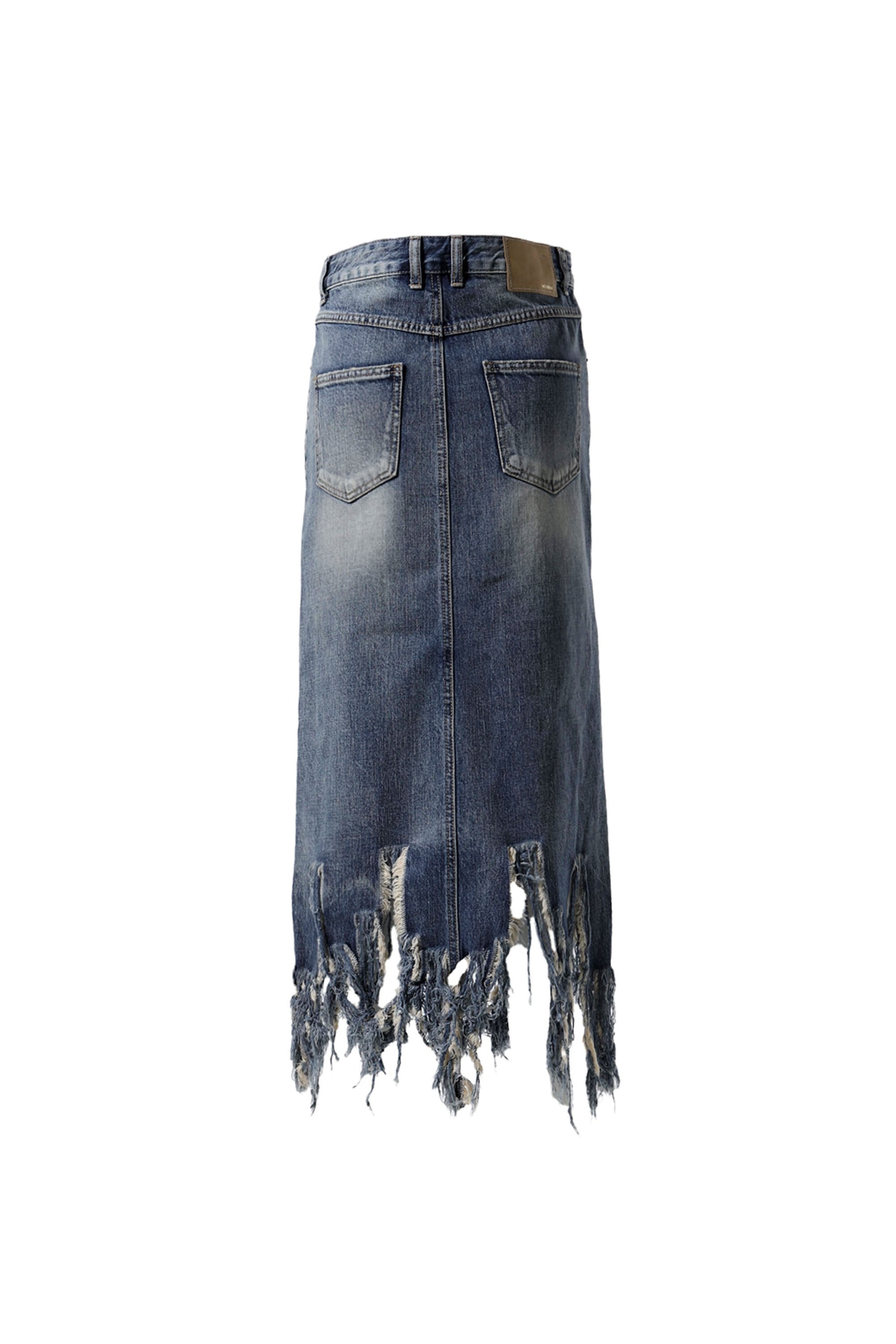 BLUE WOMENS EXTREME DESTROYED LONG DENIM SKIRT / BLU - 2