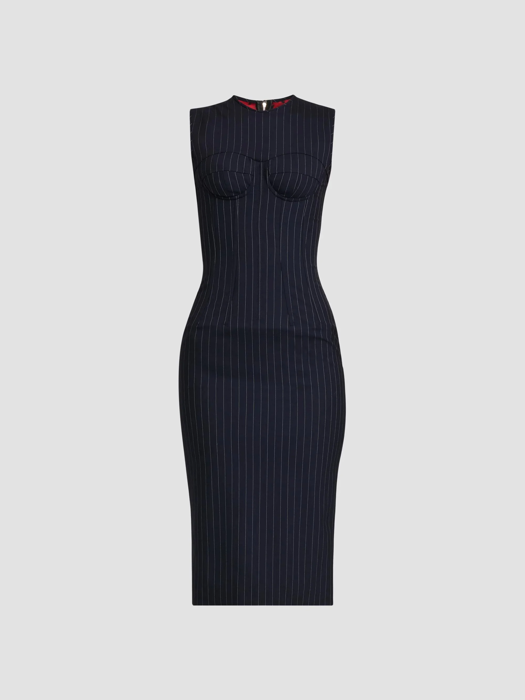 Women's Pinstriped Stretch-Virgin Wool Bustier Dress - Rigato - 1