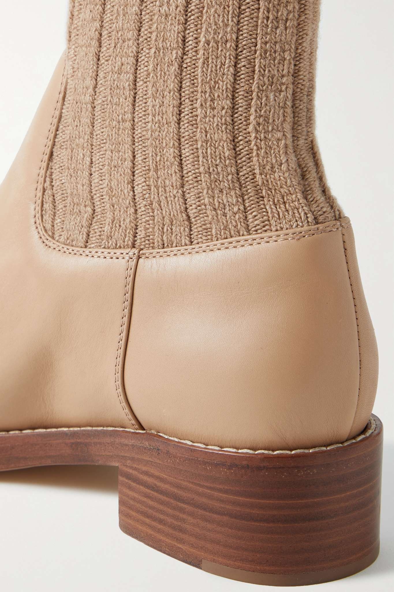 Hobbes ribbed cashmere-trimmed leather Chelsea boots - 4