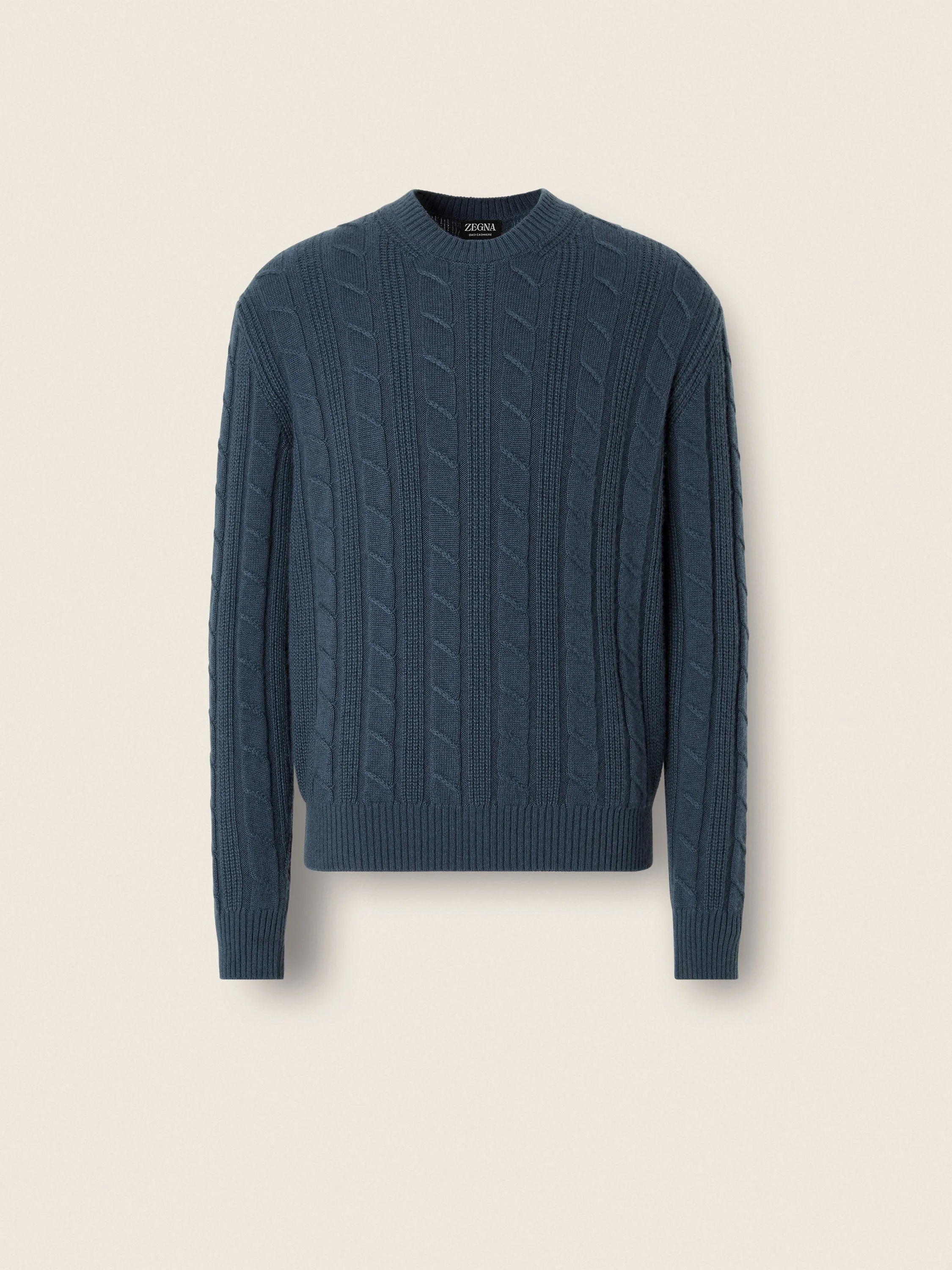LIGHT BLUE MÉLANGE OASI CASHMERE CREWNECK - 1