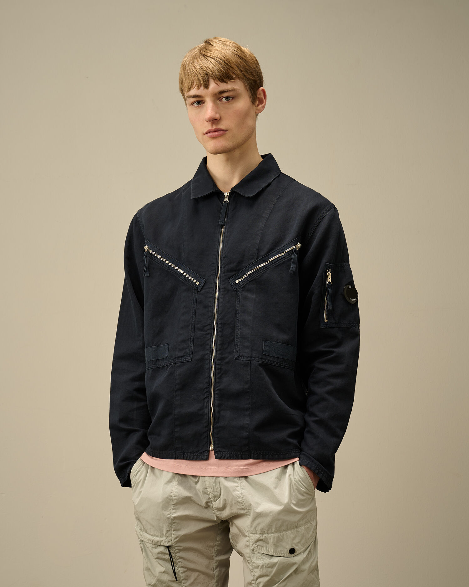 Cotton/Linen Full Zip Overshirt - 3