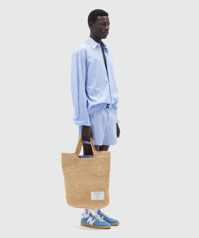 Shirt in light blue poplin with stripes and "TheMwave" embroidery 4