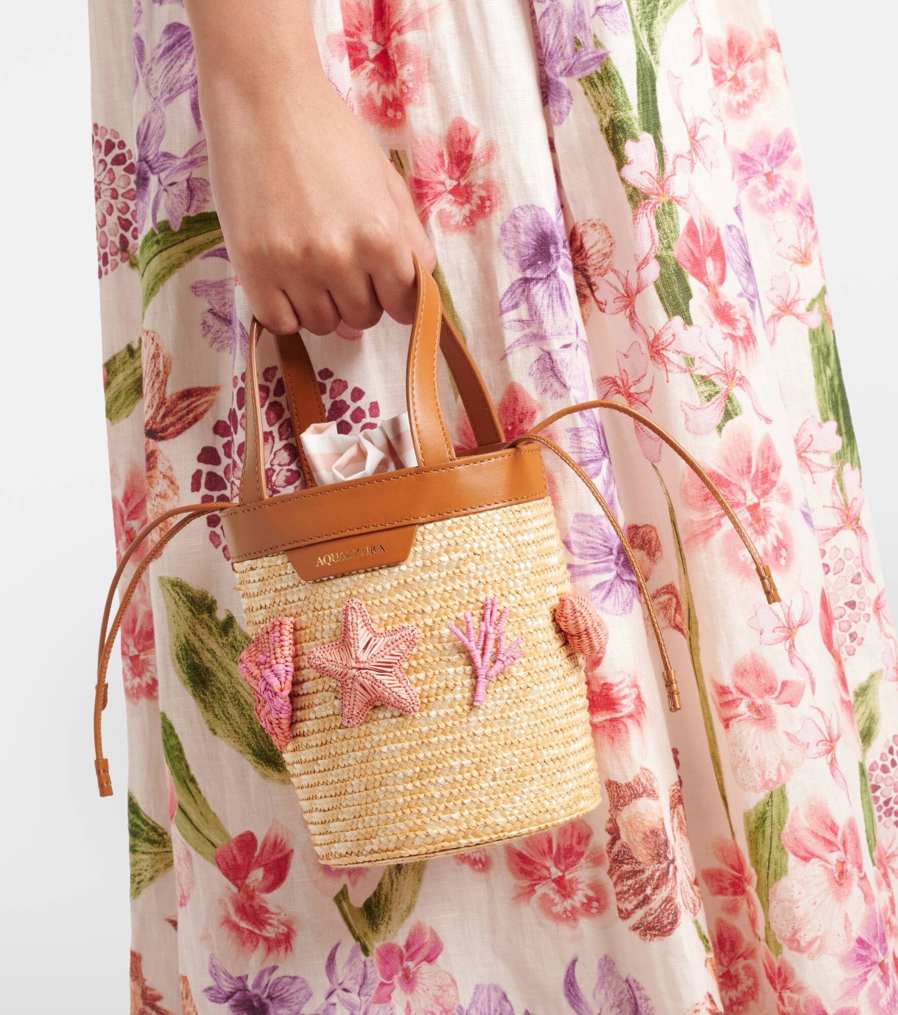 Marea Small appliqué raffia bucket bag - 6
