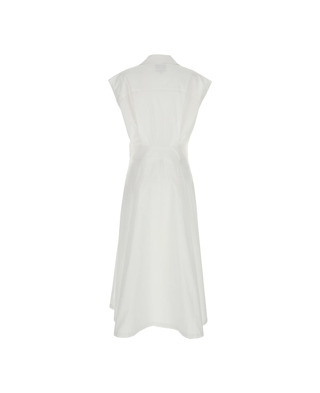 'athena' White Sleeveless V-neck Dress In Cotton Woman - 2