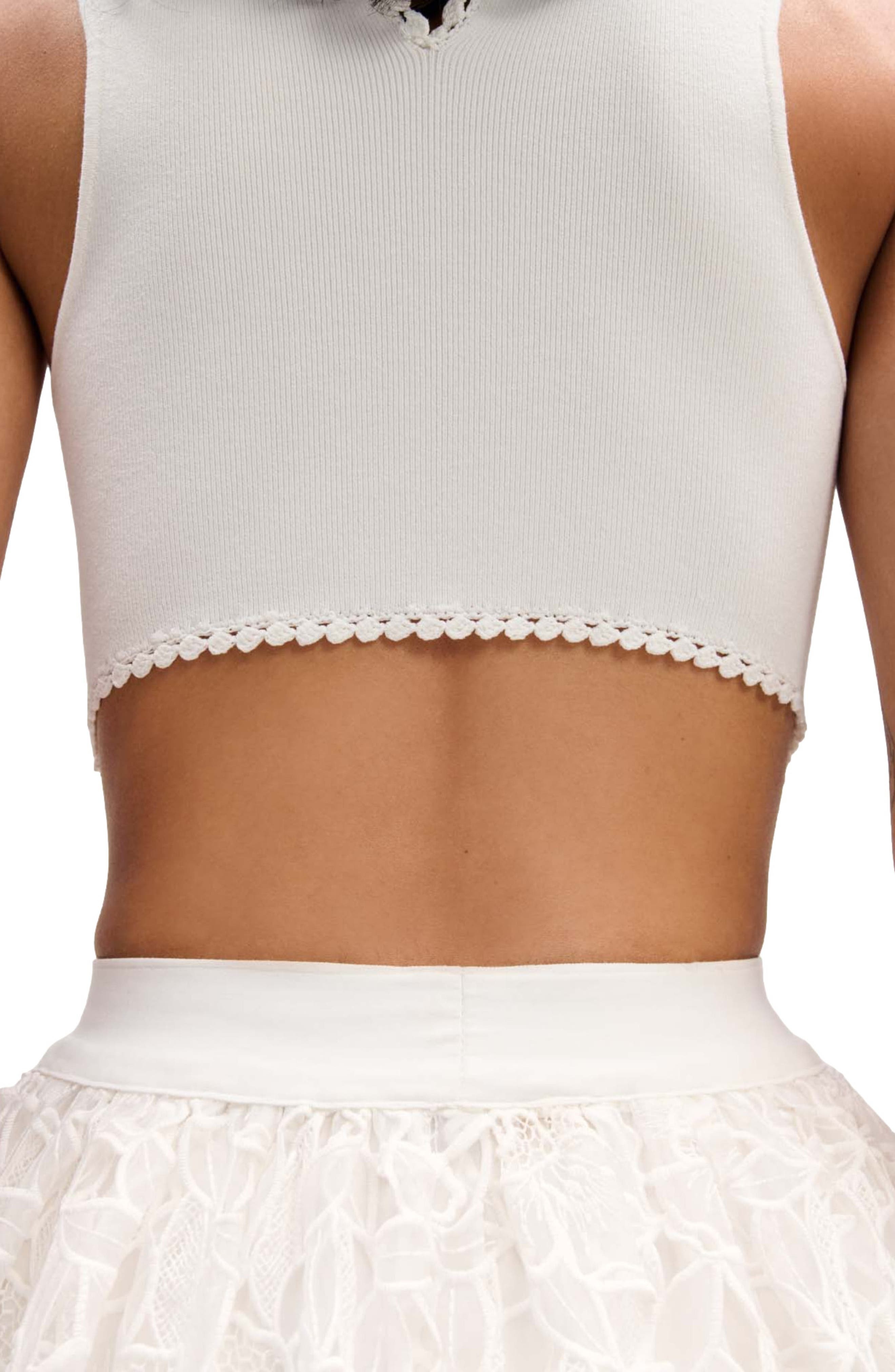maje Backless jewellery neck bodysuit in White at Nordstrom - 8
