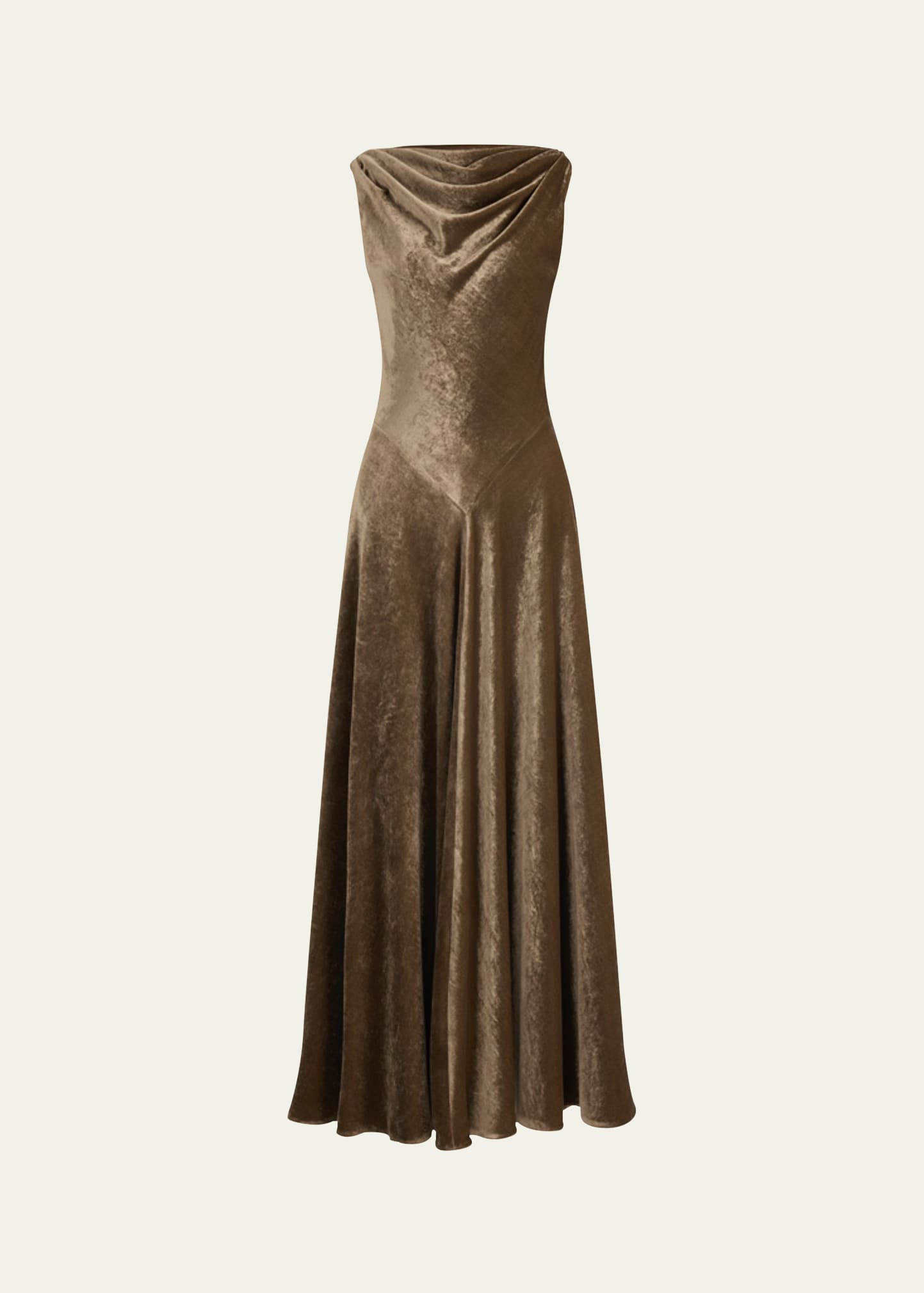 Drina Cowl-Neck Velvet Gown - 1