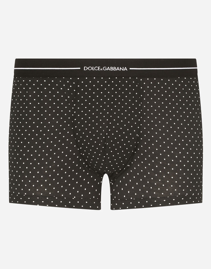 Two-way-stretch cotton boxers with polka-dot print - 1