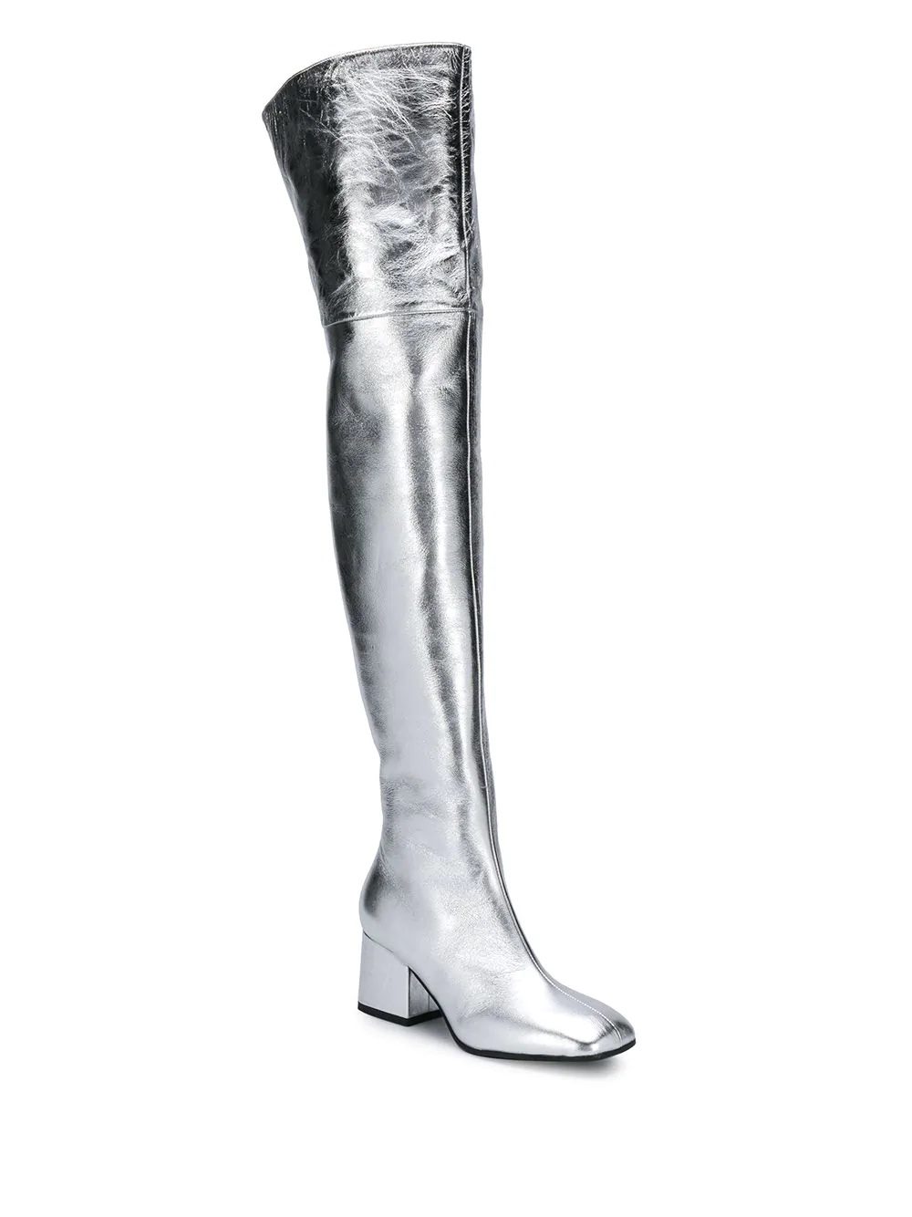 metallic thigh-high boots - 2