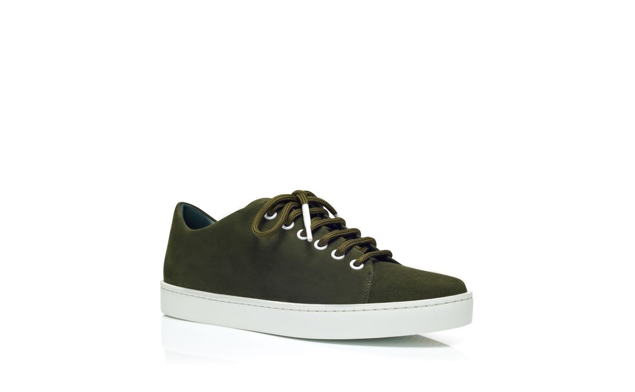 Dark Green Suede Low Cut Sneakers - 3