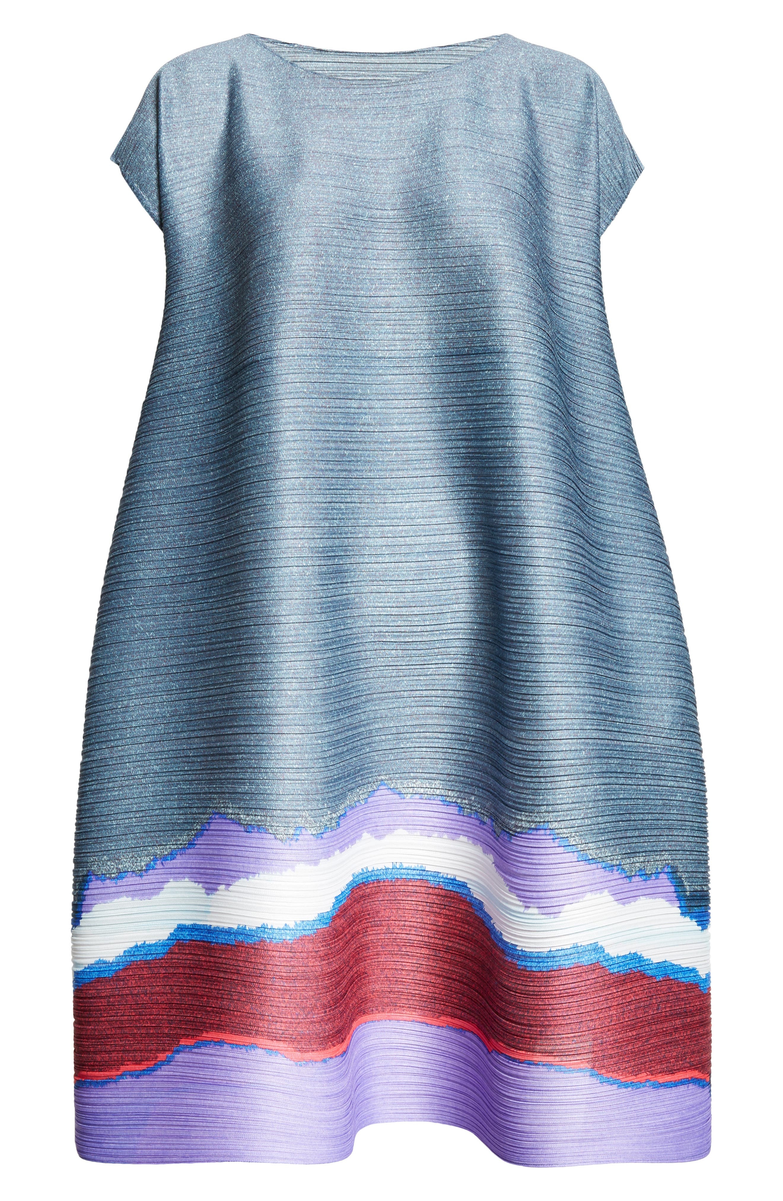 Pleats Please Issey Miyake Grainy Colors Pleated Shift Dress in Dark Blue Gray at Nordstrom - 5