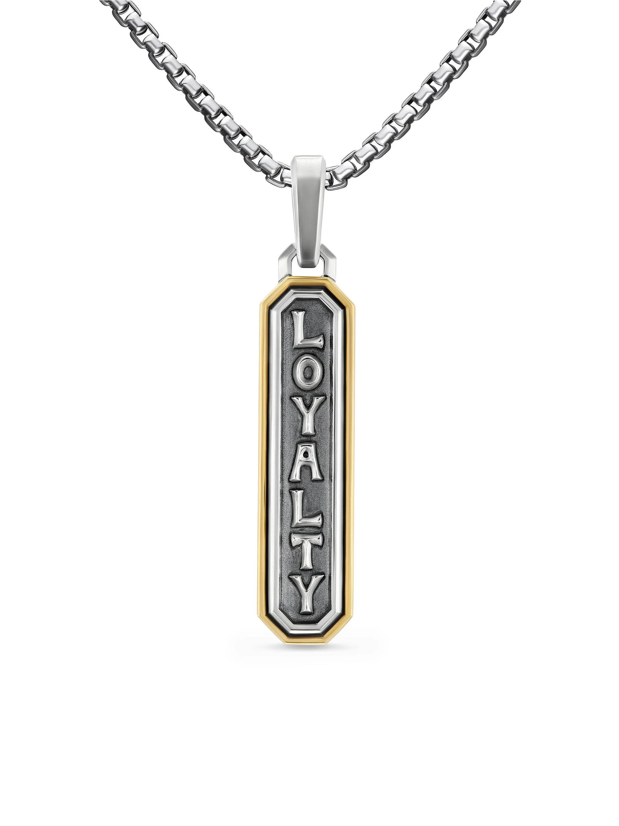 Men's Loyalty Amulet in Sterling Silver with 14K Yellow Gold, 35MM - Silver - 1