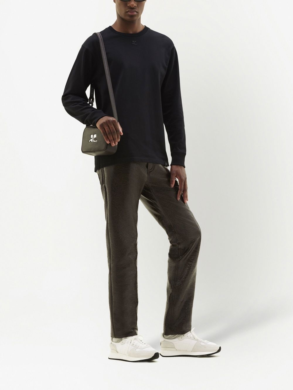 slim-cut vinyl trousers - 3