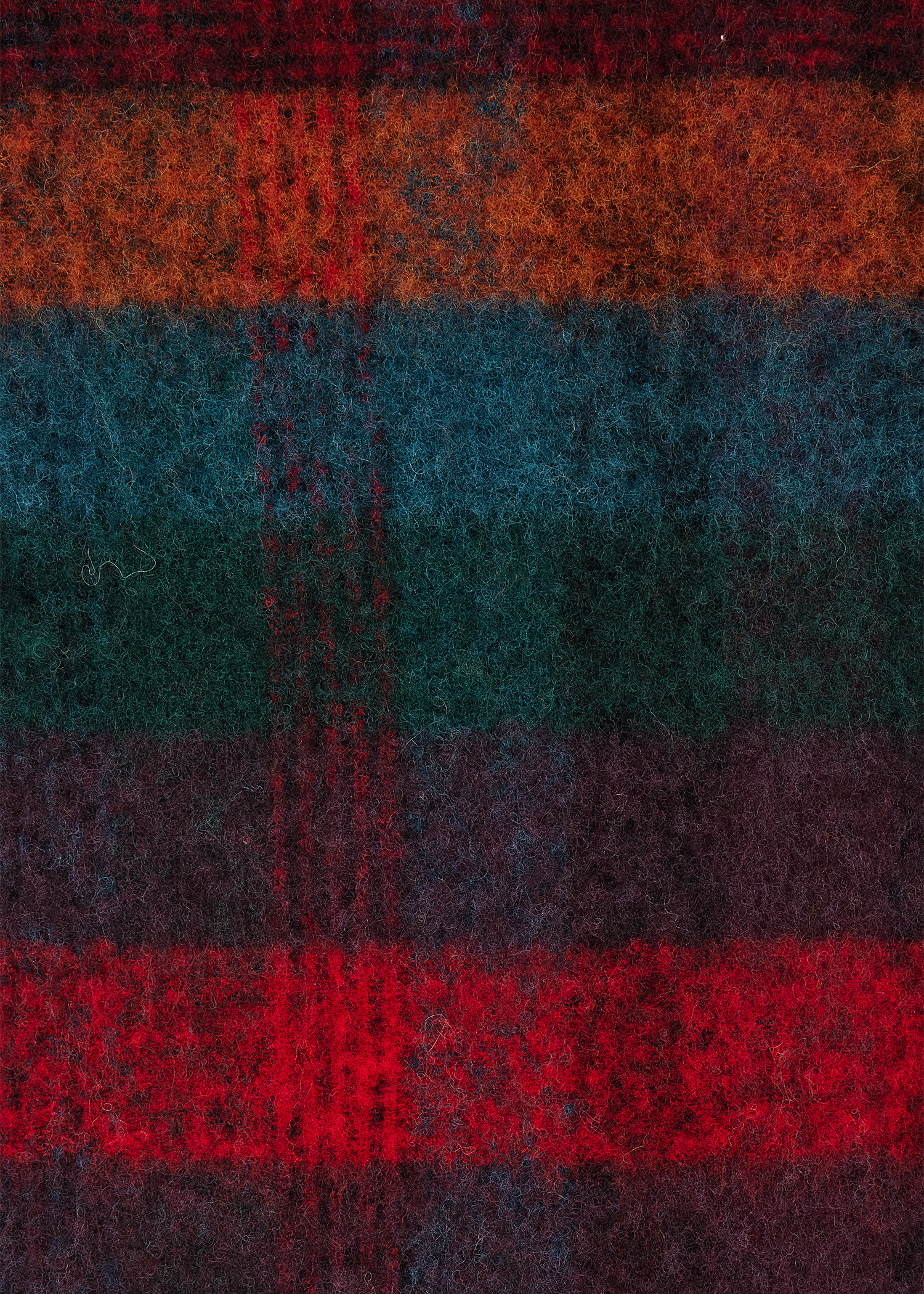 Red Merino Wool Check Scarf - 3