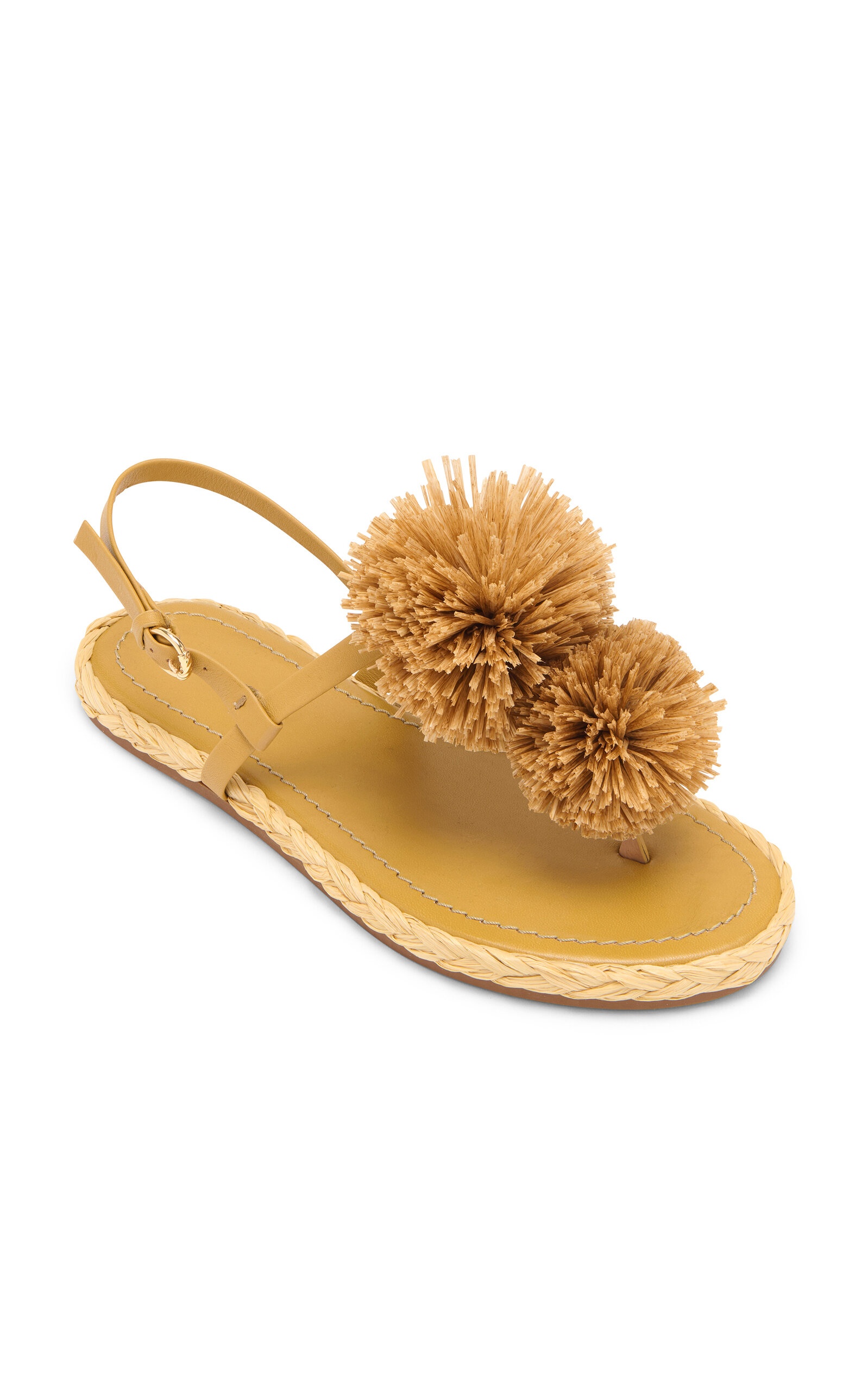 Ingrid Pom Pom Leather Espadrilles yellow - 4