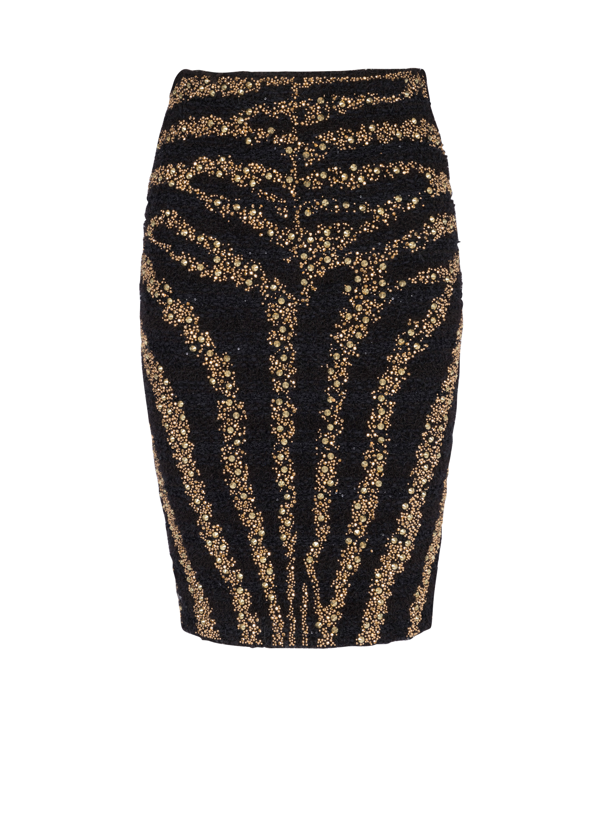 Embroidered tweed pencil skirt - 1