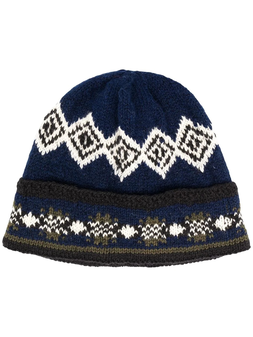 intarsia knit beanie hat - 1