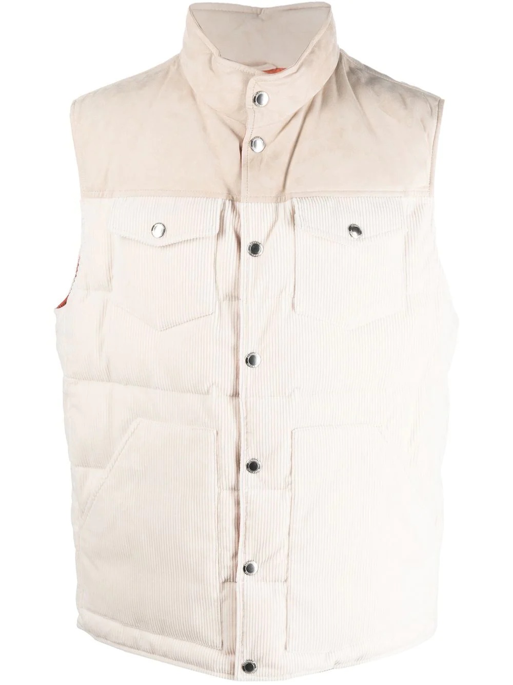 padded-panel corduroy gilet - 1