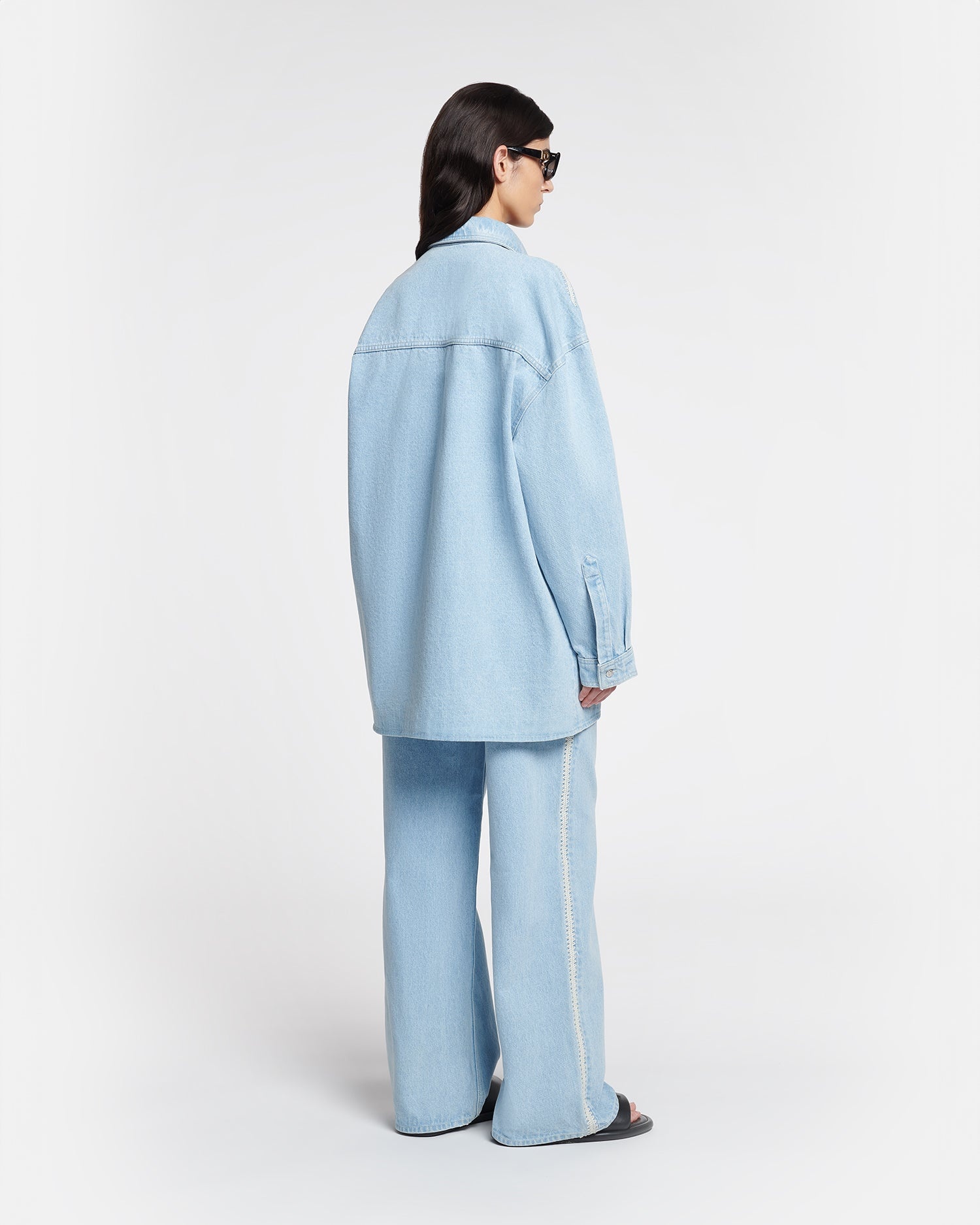 Crochet-Trimmed Denim Shirt - 4