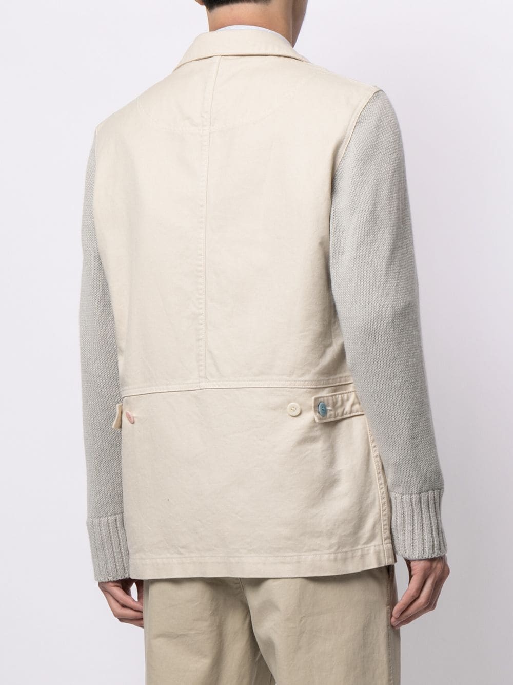 contrasting-sleeve cotton blazer - 4