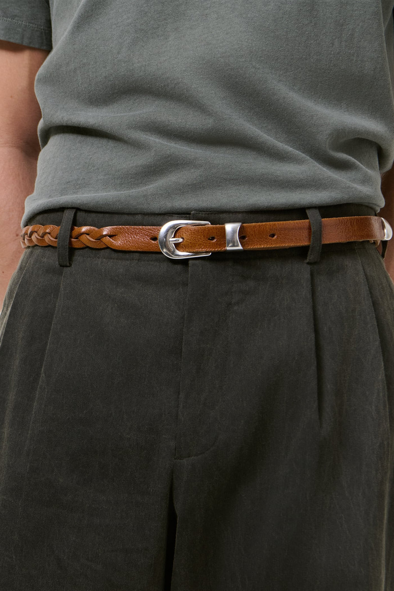2 cm Braided Belt Cognac Leather 3