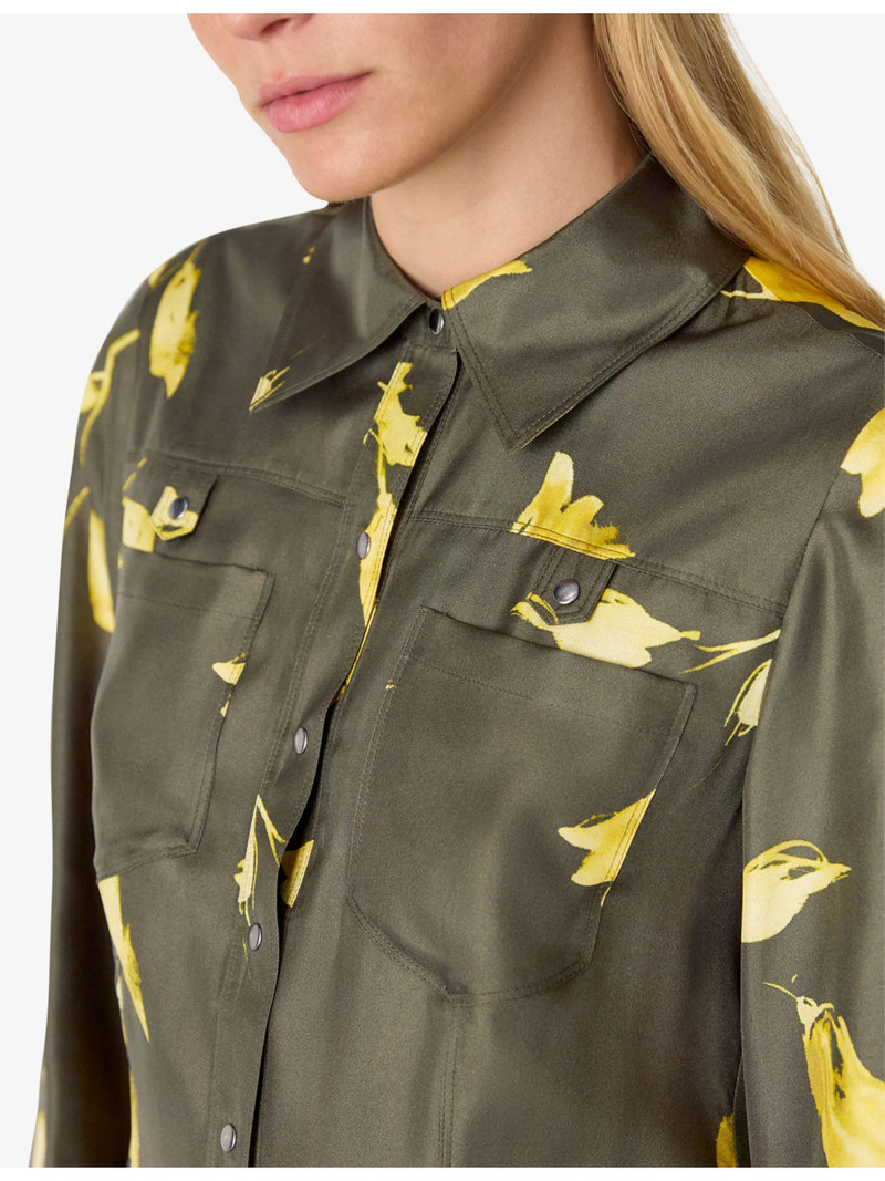 Floral-Print Long-Sleeve Silk Midi Dress 4