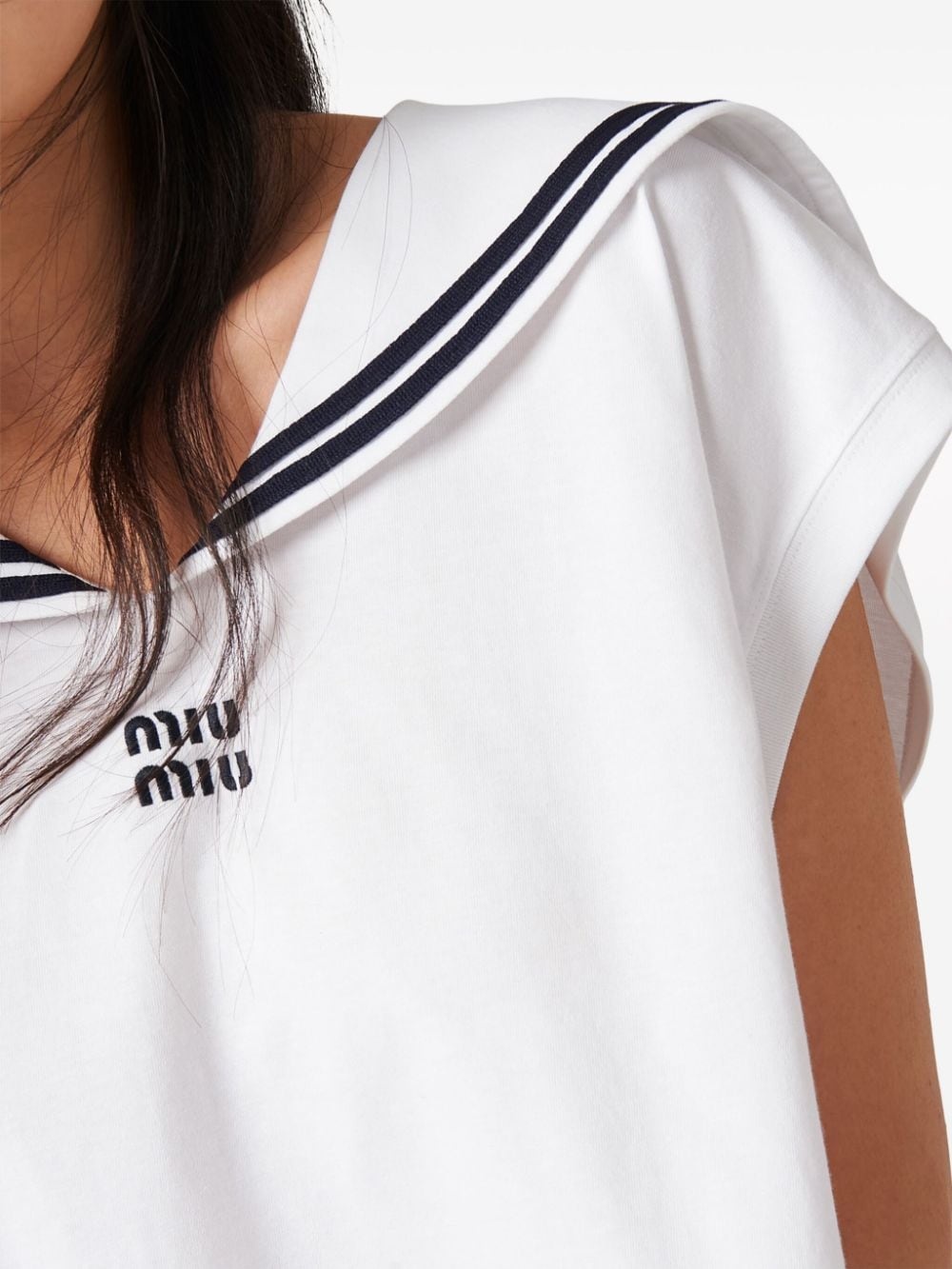 logo-embroidered cotton sailor top - 3