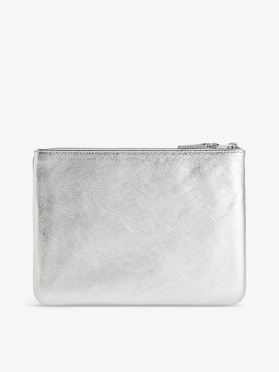 Logo-embossed leather pouch - 3
