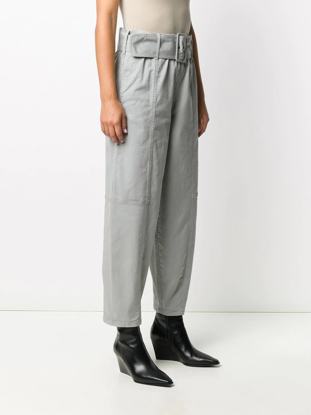 belted straight fit trousers - 3