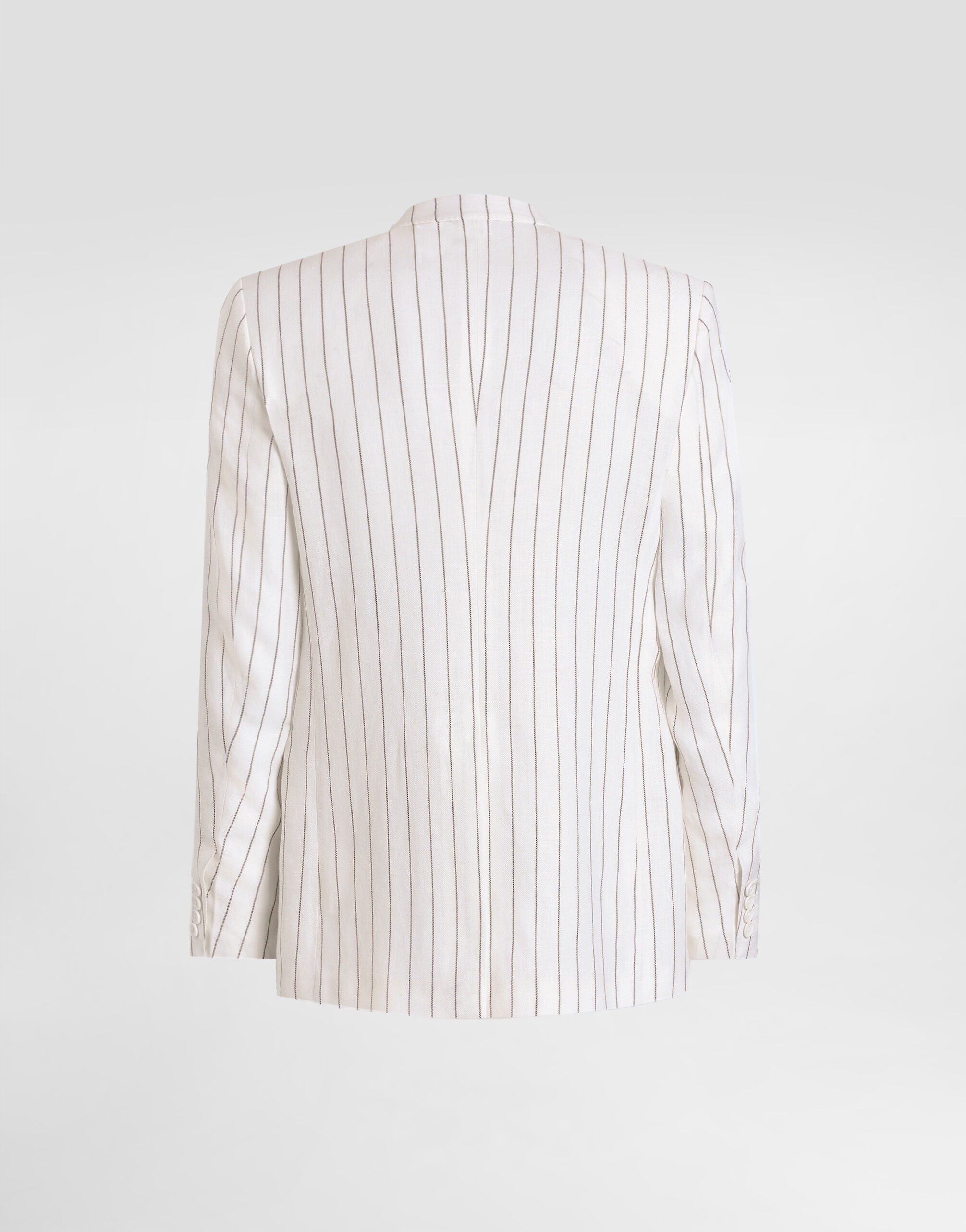 Single-breasted pinstripe linen-blend jacket - 7