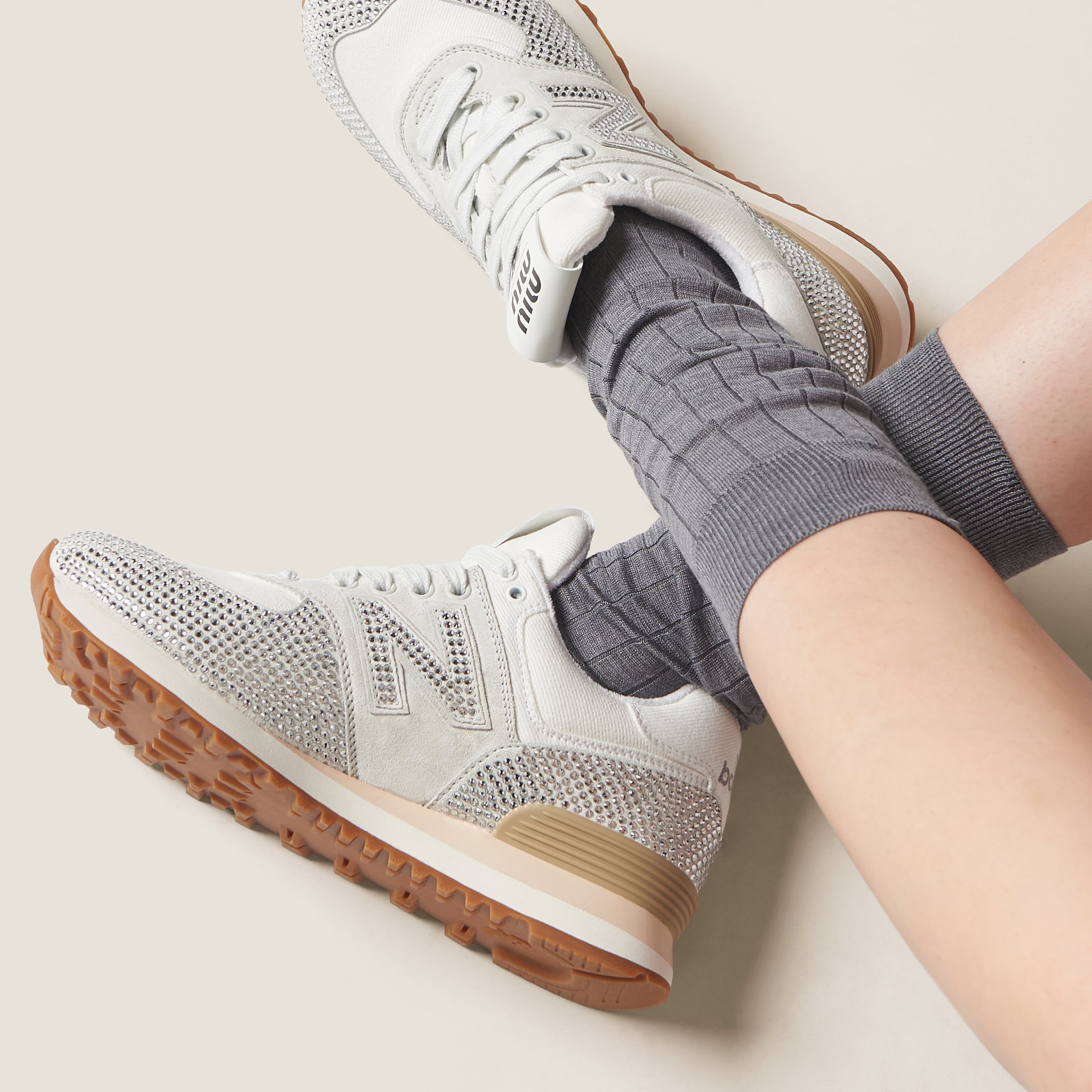 574 New Balance x Miu Miu suede and denim sneakers - 5