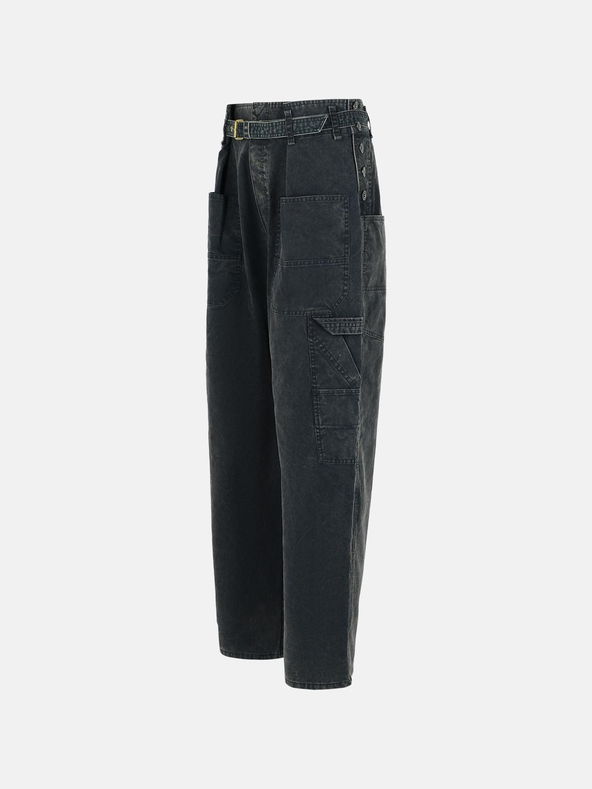 WASHED BLACK COTTON TROUSERS - 2