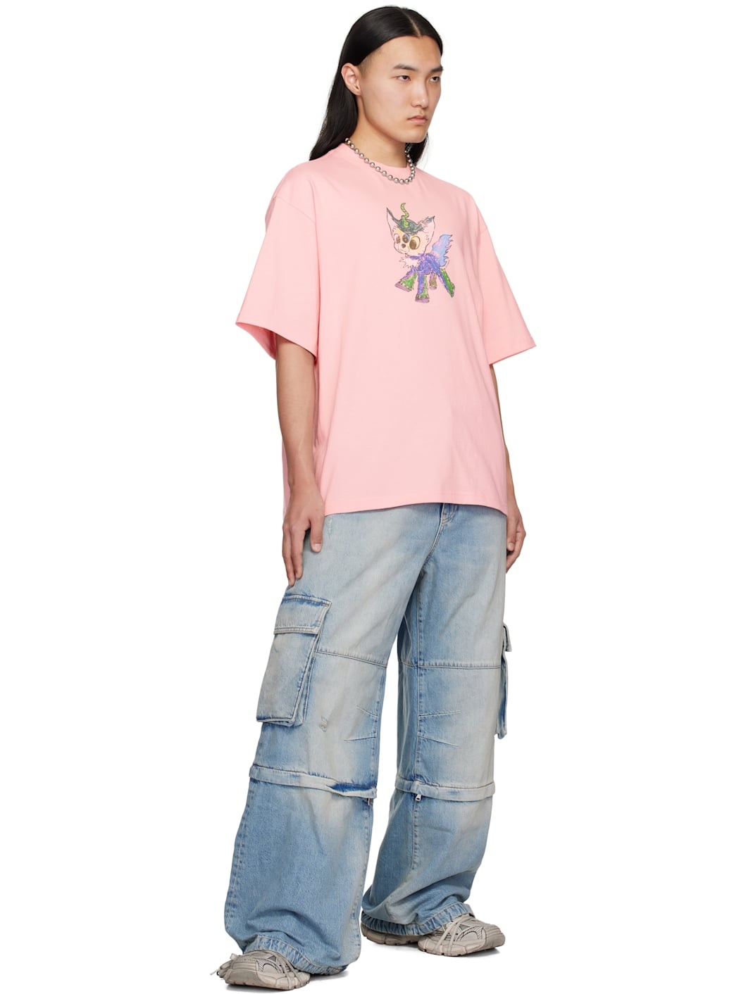 Pink Jeff Monster Drawing T-shirt - 4