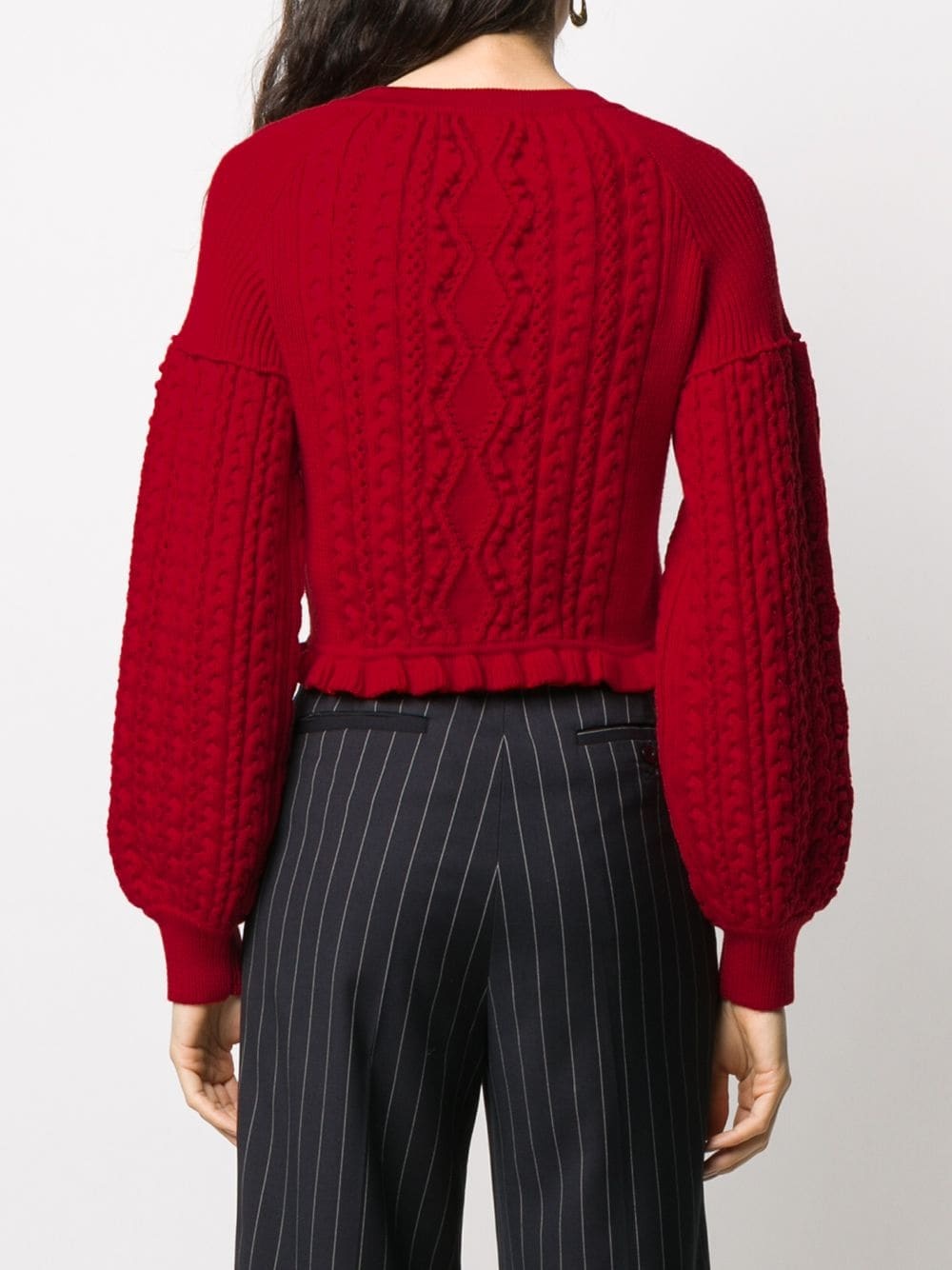 balloon-sleeve cable knit sweater - 4