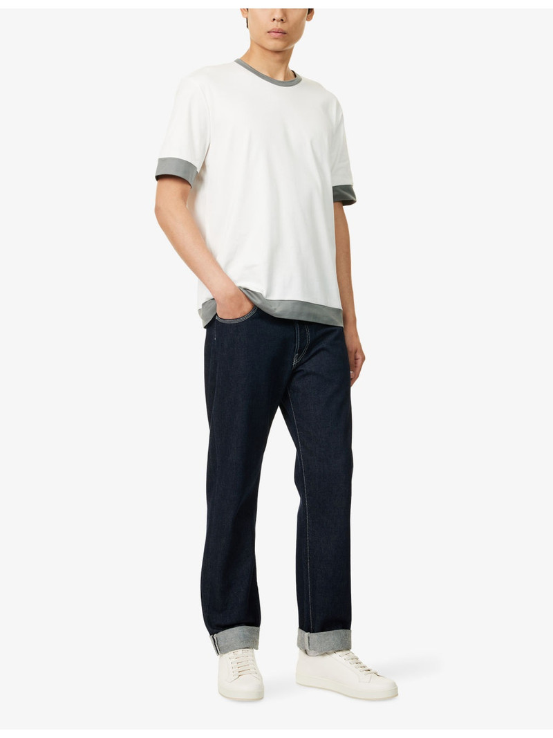GIORGIO ARMANI Contrast-Trim Crew-Neck Cotton T-Shirt outlook