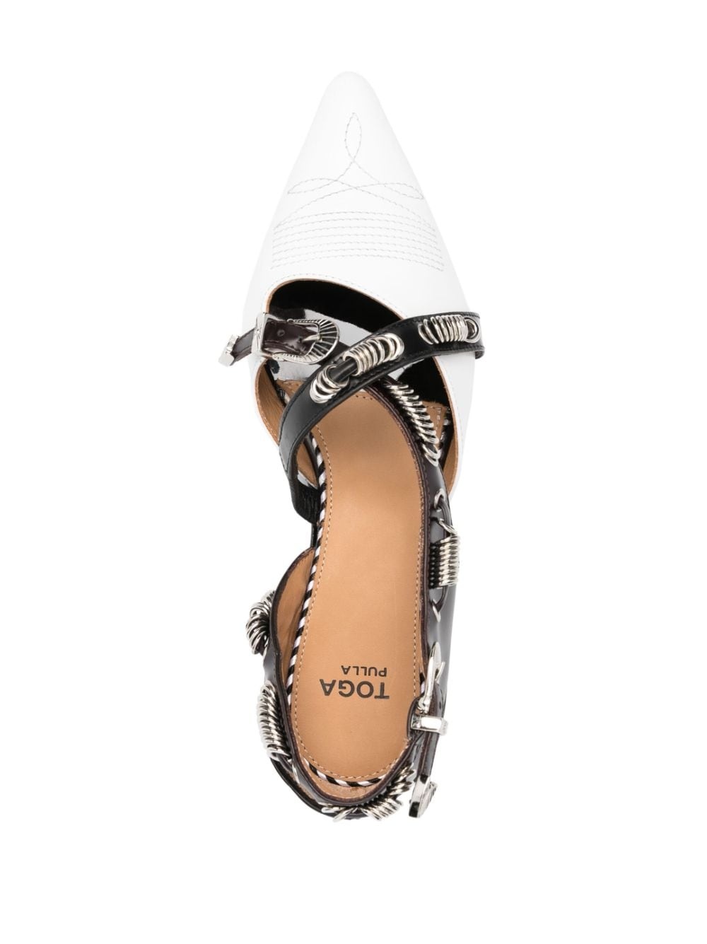 panelled leather ballerina shoes - 4