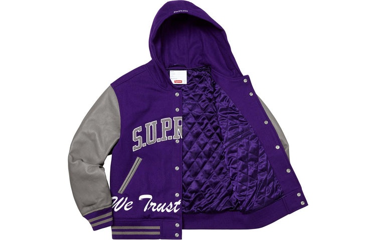 Supreme King Hooded Varsity Jacket 'Purple Grey' SUP-FW20-219 - 2