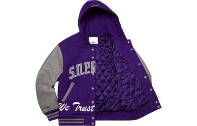 Supreme Supreme King Hooded Varsity Jacket 'Purple Grey' SUP-FW20-219 outlook