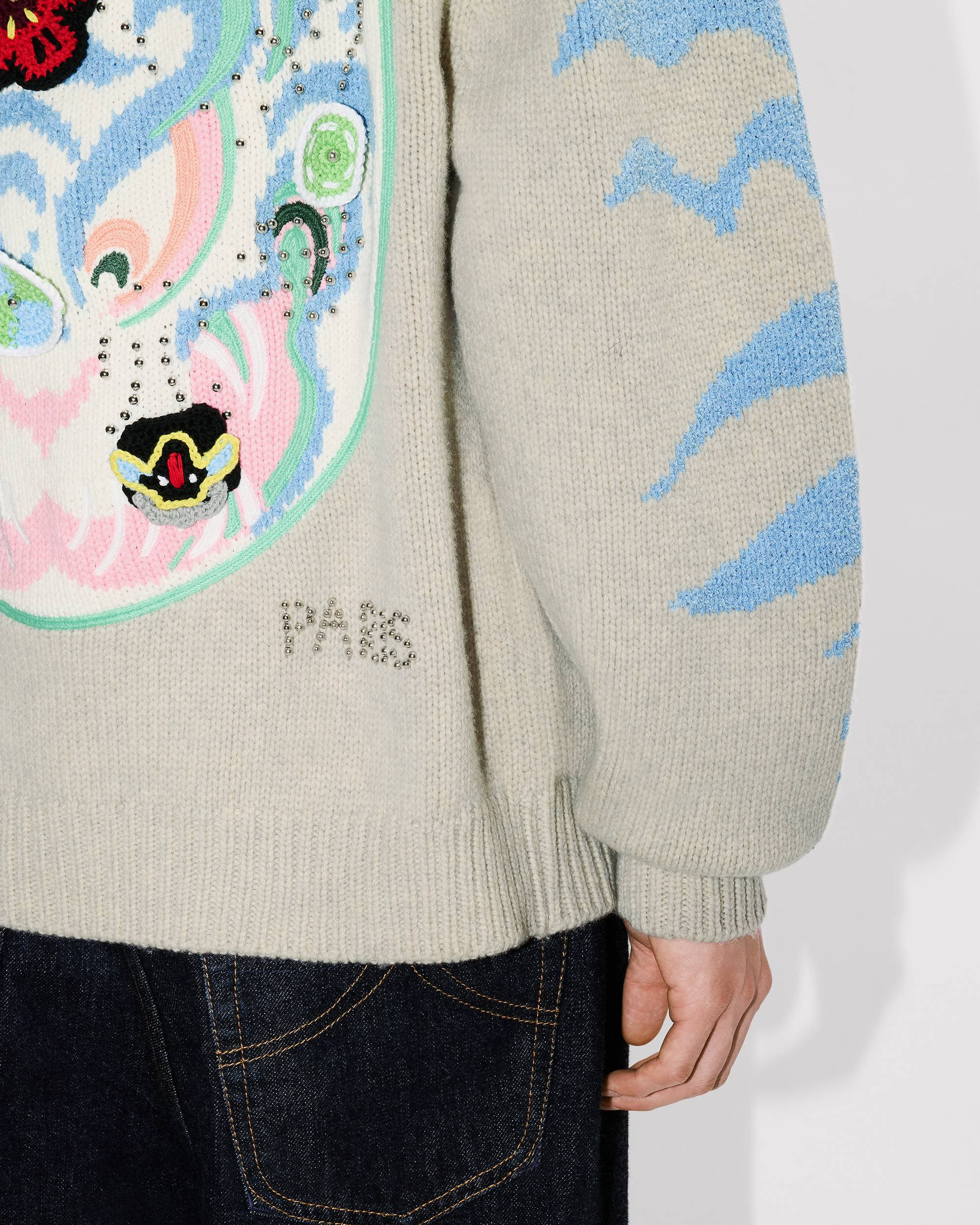 'KENZO Pachinko' embroidered cardigan in wool cotton - 8