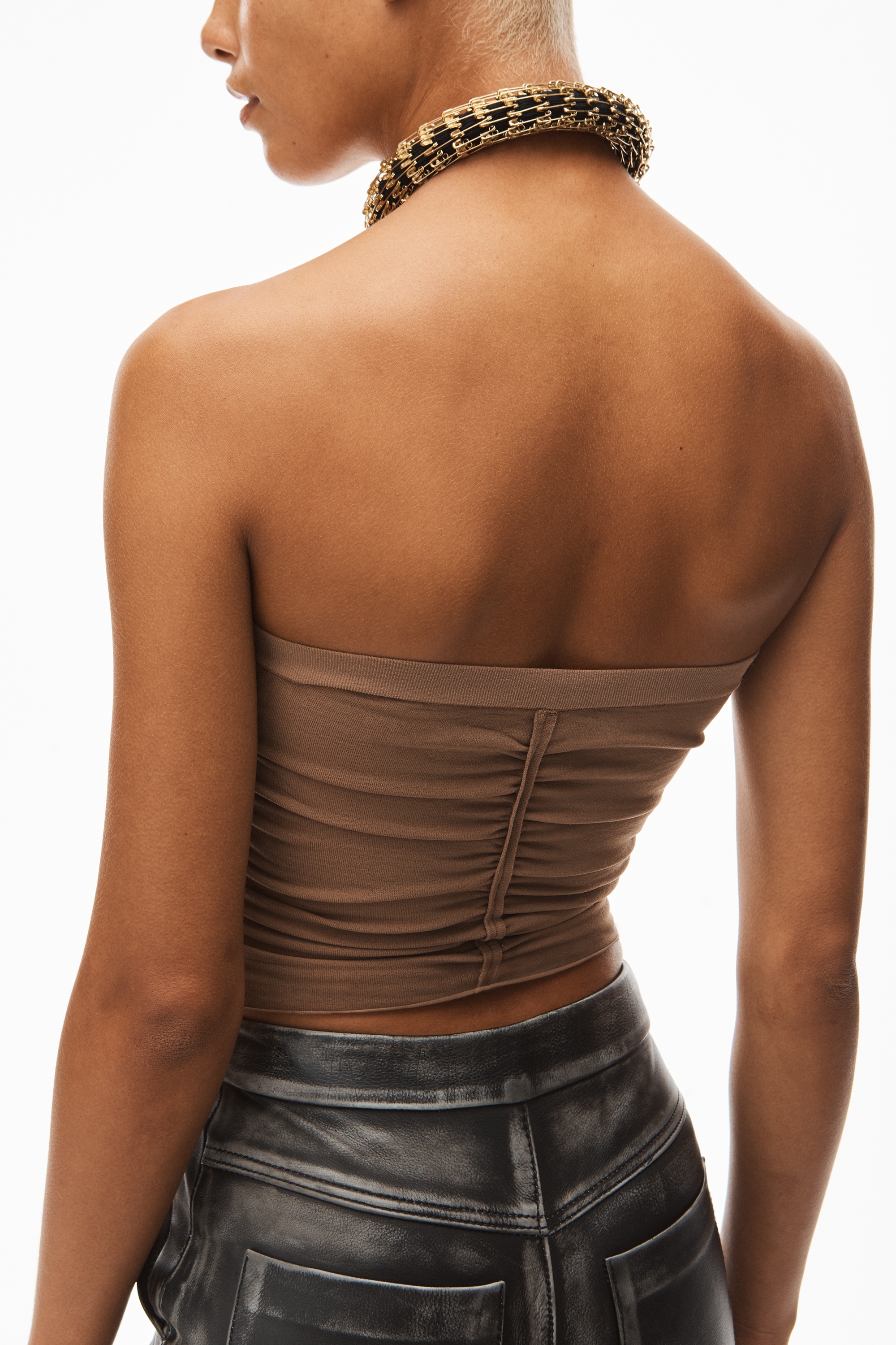 RUCHED TUBE TOP IN STRETCH NYLON - 5