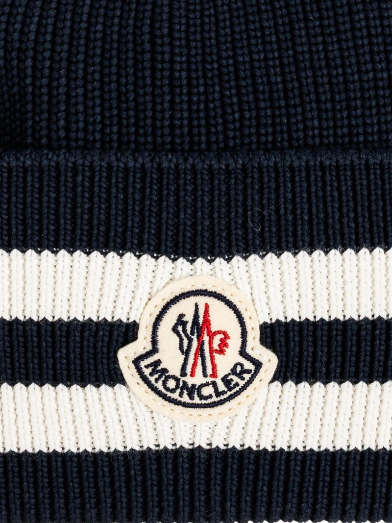 striped logo-patch beanie hat 3
