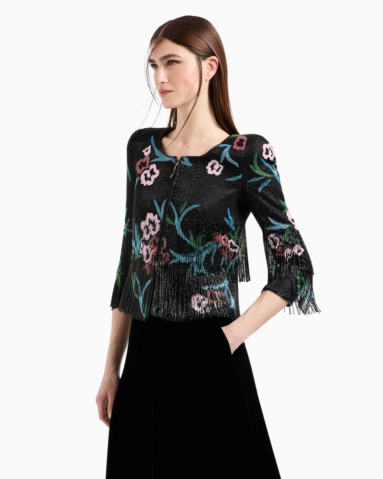 SILK-ORGANZA JACKET WITH FLORAL EMBROIDERY - 4