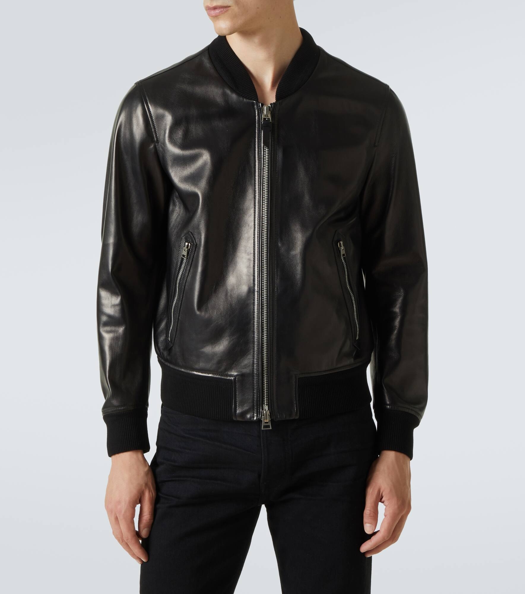 Leather bomber jacket - 3