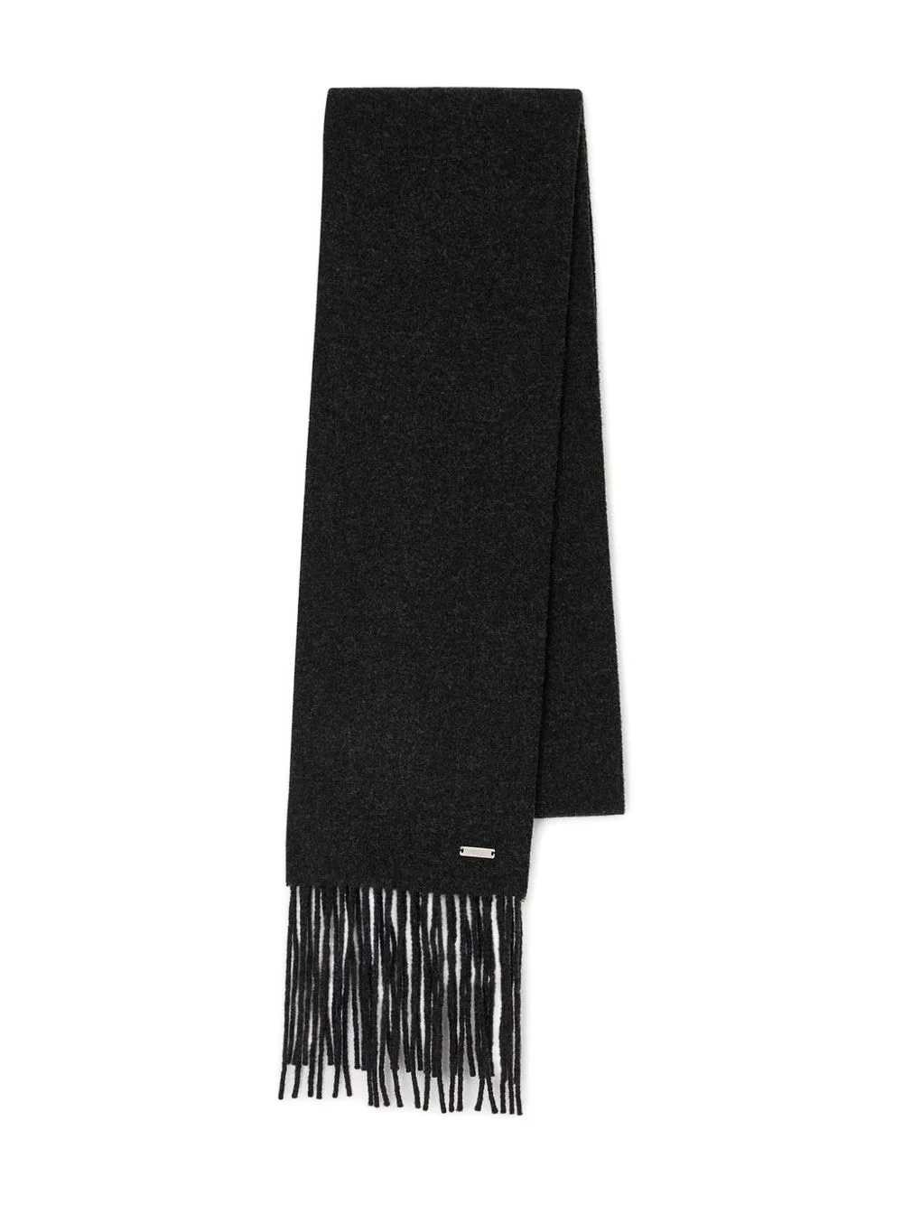 fringed logo-plaque scarf - 1