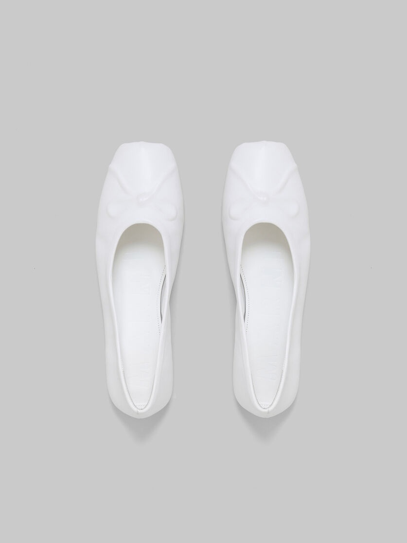 WHITE NAPPA LEATHER SEAMLESS LITTLE BOW BALLET FLAT - 4