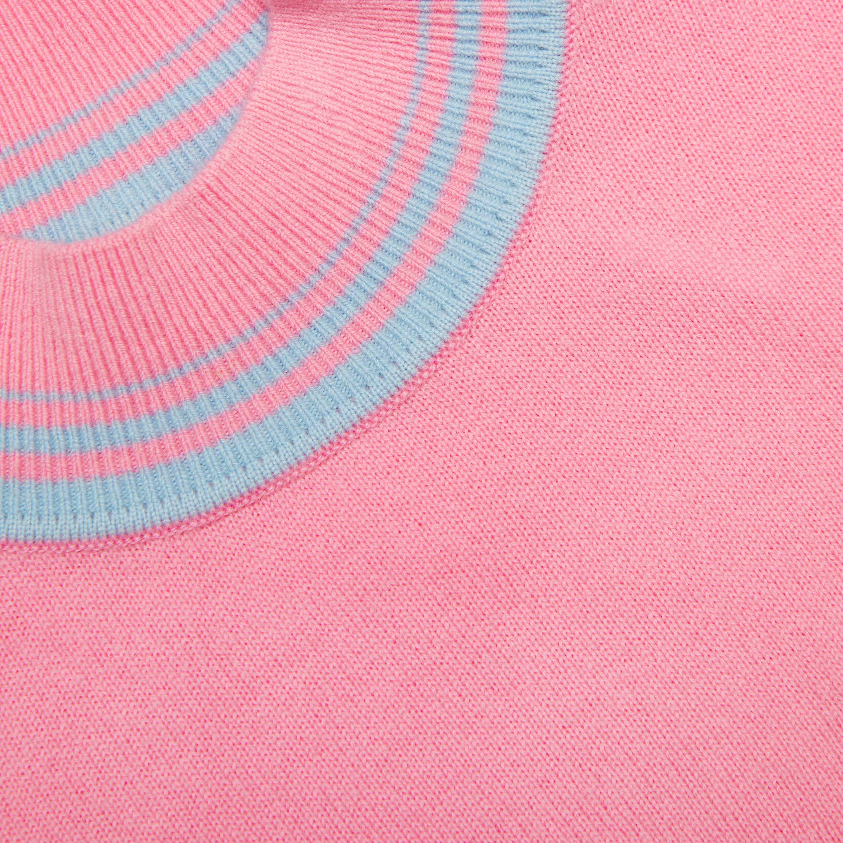 Pink Contrast Stripe Knit Top - 5