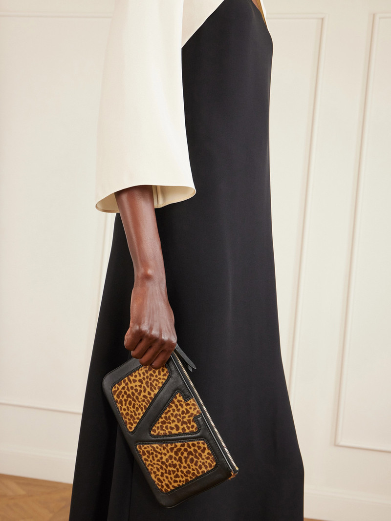 Valentino Viva Superstar Medium Leather-trimmed Leopard-print Calf Hair Clutch outlook