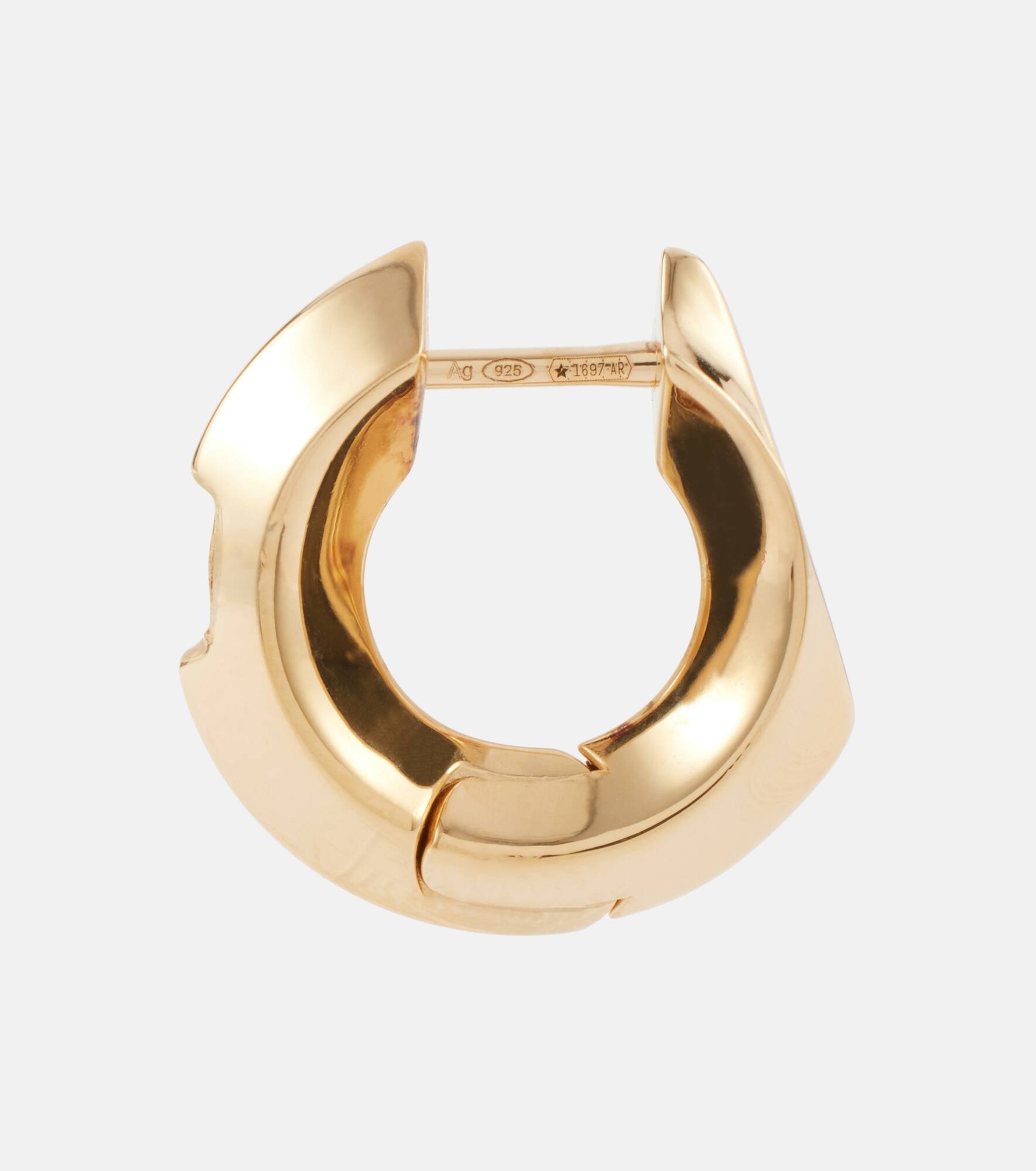 Hollow Small gold-plated sterling silver hoop earrings - 2
