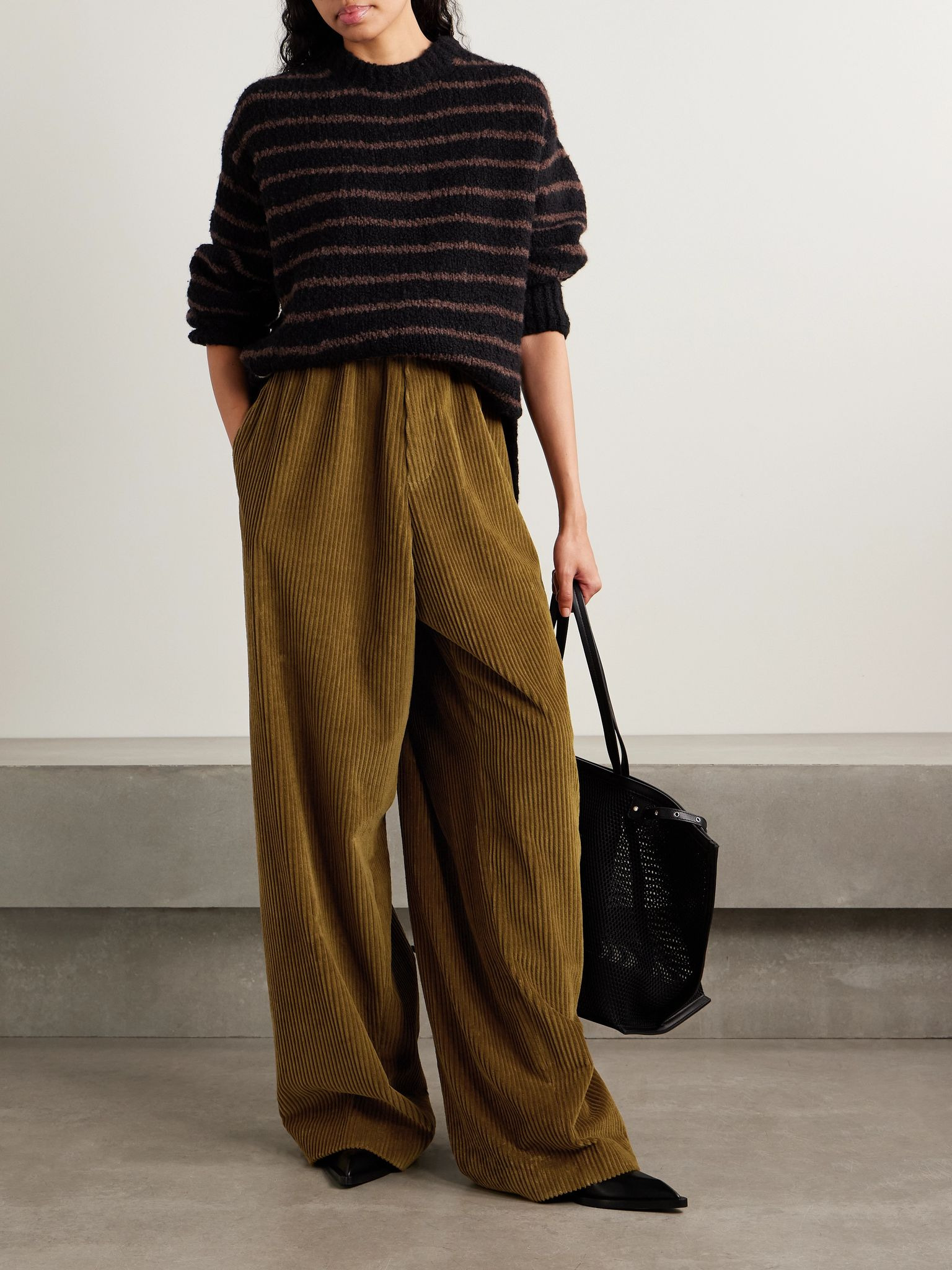Lidie cotton-corduroy wide-leg pants Army green - 2